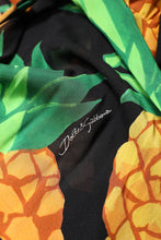 Dolce & Gabbana Black Silk Pineapple Draped Print Wrap Dress