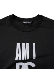 Dolce & Gabbana Black Printed Cotton Crew Neck Tee T-shirt