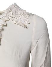 Dolce & Gabbana Cream Floral Lace Long Sleeves Blouse Top