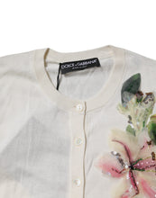 Dolce & Gabbana Cream Floral Silk Embellished Cardigan Sweater