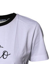 Dolce & Gabbana White Printed Round Neck Top Cotton T-shirt
