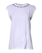 Dolce & Gabbana White Cotton Sleeveless Printed Tank T-shirt