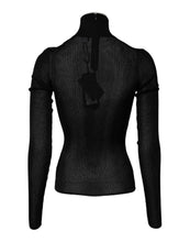 Dolce & Gabbana Black Knit Long Sleeves Turtleneck Slim Top