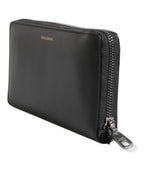 Dolce & Gabbana Black Blue Exotic Leather Embossed Continental Wallet
