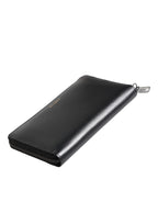 Dolce & Gabbana Black Blue Exotic Leather Embossed Continental Wallet