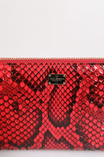 Dolce & Gabbana Red Exotic Leather Zip Around Continental Clutch Wallet