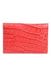 Dolce & Gabbana Red Exotic Leather Logo Plaque Card Holder Wallet