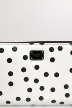 Dolce & Gabbana White Black Striped Leather Zip Around Continental Wallet