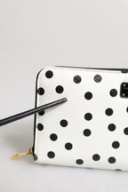 Dolce & Gabbana White Black Striped Leather Zip Around Continental Wallet