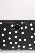 Dolce & Gabbana Black White Dotted Leather Zip Around Continental Wallet