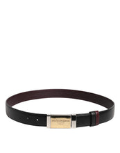 Dolce & Gabbana Black Brown Leather Metal Buckle Reversible Belt