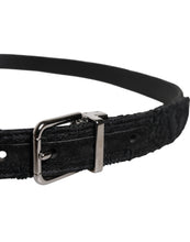 Dolce & Gabbana Black Cotton Blend Silver Metal Buckle Belt