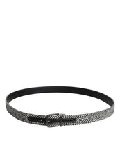 Dolce & Gabbana Black White Silver Tone Metal Buckle Belt