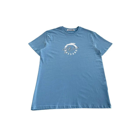 Light Blue Cotton Men T-Shirt Trussardi Beachwear
