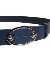 Dolce & Gabbana Blue Leather Classic Metal Logo Buckle Belt
