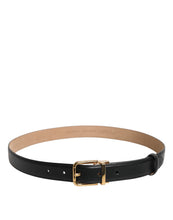 Dolce & Gabbana Black Leather Logo Metal Waist Buckle Belt