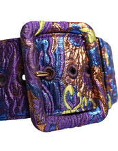Dolce & Gabbana Multicolor Floral Jacquard Lurex Wide Waist Buckle Belt