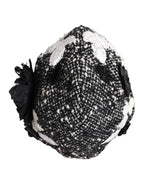 Dolce & Gabbana Black Wool White Floral Embellished Cloche Hat
