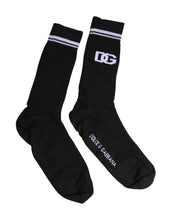 Dolce & Gabbana Black Cotton Logo Mid Calf Men Socks