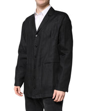 Dolce & Gabbana Black Linen Single Breasted Men Coat Blazer