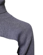 Dolce & Gabbana Gray Wool Knit Turtleneck Cropped Top Sweater