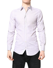 Dolce & Gabbana White Striped Cotton GOLD Long Sleeves Shirt