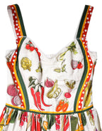 Dolce & Gabbana White Vegetables Sleeveless A-line Dress
