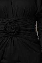 Dolce & Gabbana Black Wool Long Sleeves Sheath Midi Dress