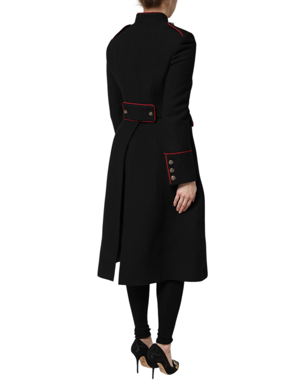 Dolce & Gabbana Black Wool Single Breasted Trench Coat Jacket
