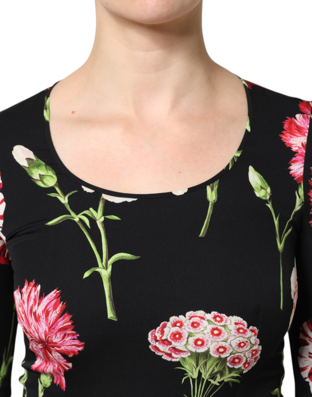 Dolce & Gabbana Black Floral Long Sleeve Women Blouse Top