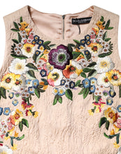 Dolce & Gabbana Beige Floral Embroidery Sleeveless Tank Top