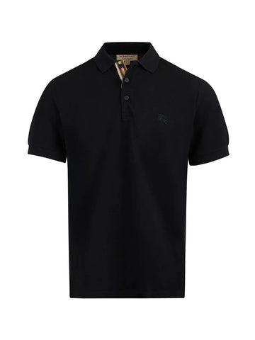 Black Cotton Collared Polo Shirt Burberry
