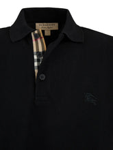 Black Cotton Collared Polo Shirt Burberry