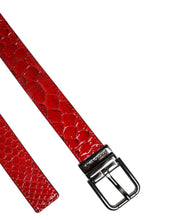Dolce & Gabbana Red Exotic Leather Brass Metal Buckle Belt