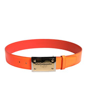 Dolce & Gabbana Orange Gold Tone Metal Logo Buckle Belt
