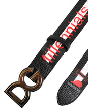Dolce & Gabbana Black Cotton Logo Print DG Buckle Belt