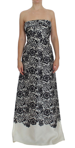 White Floral Lace Silk Corset Maxi Dress Dolce & Gabbana