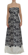White Floral Lace Silk Corset Maxi Dress Dolce & Gabbana