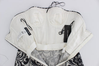White Floral Lace Silk Corset Maxi Dress Dolce & Gabbana