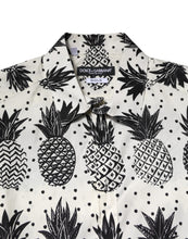 Dolce & Gabbana White Pineapple Print Long Sleeve GOLD Shirt