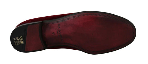 Bordeaux Velvet Loafers Gun Horseshoe Shoes Dolce & Gabbana