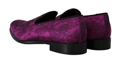 Purple Jacquard Loafers Dress Formal Shoes Dolce & Gabbana
