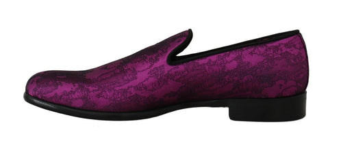 Purple Jacquard Loafers Dress Formal Shoes Dolce & Gabbana