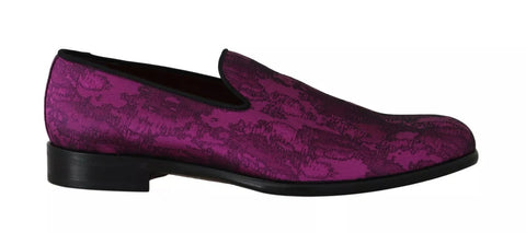 Purple Jacquard Loafers Dress Formal Shoes Dolce & Gabbana