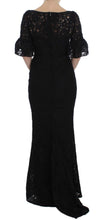 Black Floral Lace Long Bodycon Maxi Dress Dolce & Gabbana