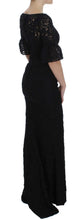 Black Floral Lace Long Bodycon Maxi Dress Dolce & Gabbana
