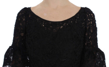 Black Floral Lace Long Bodycon Maxi Dress Dolce & Gabbana