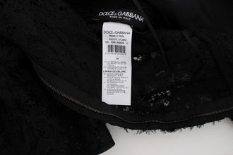 Black Floral Lace Long Bodycon Maxi Dress Dolce & Gabbana