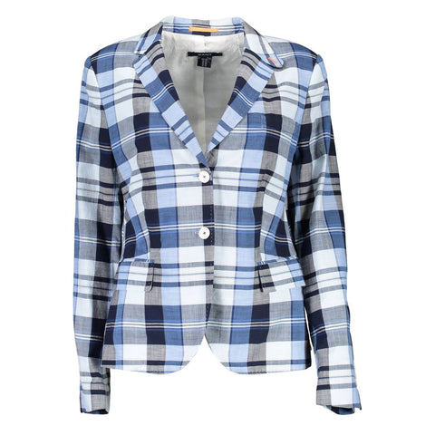 Light Blue Cotton Women Jacket Gant