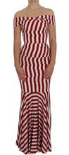 Red White Silk Stretch Dress Dolce & Gabbana